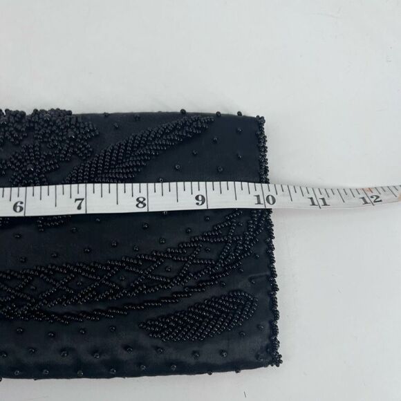 Stunning Vintage Beaded Black Clutch Bag Prom Wedding Ball Made in Hong Kong - Picture 12 of 13